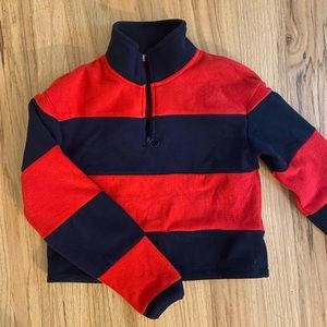 Navy and red fleece crewneck